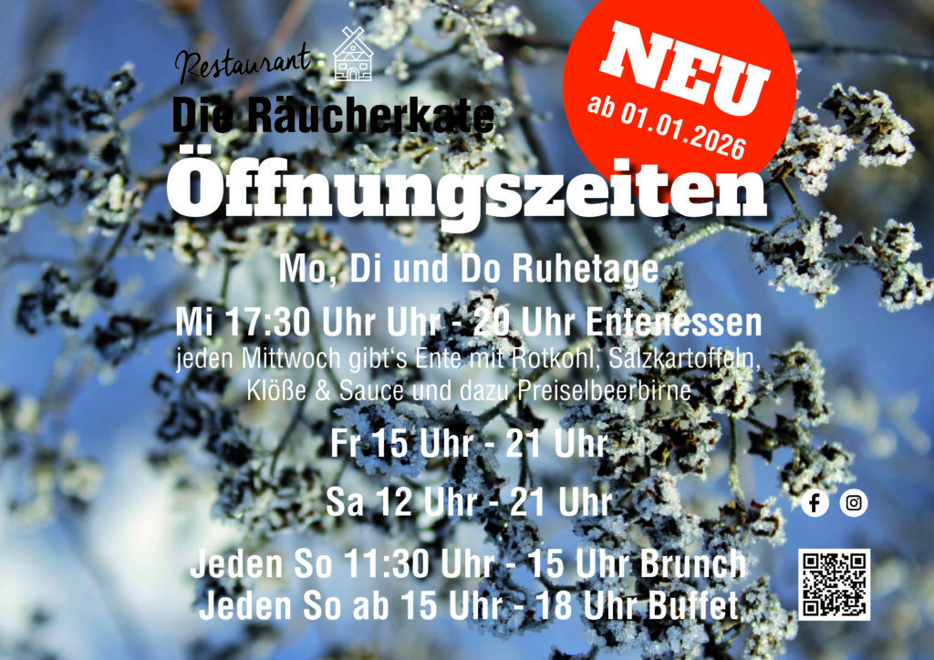 Neue Öffnungszeiten mit Foto ab 01.01.2026 extra Format